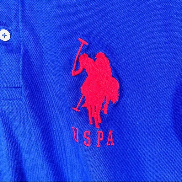 Two U.S. POLO ASSN. Embroidered Big Pony #3 Collard Shirt Men's Med Black& Blue - Picture 3 of 16